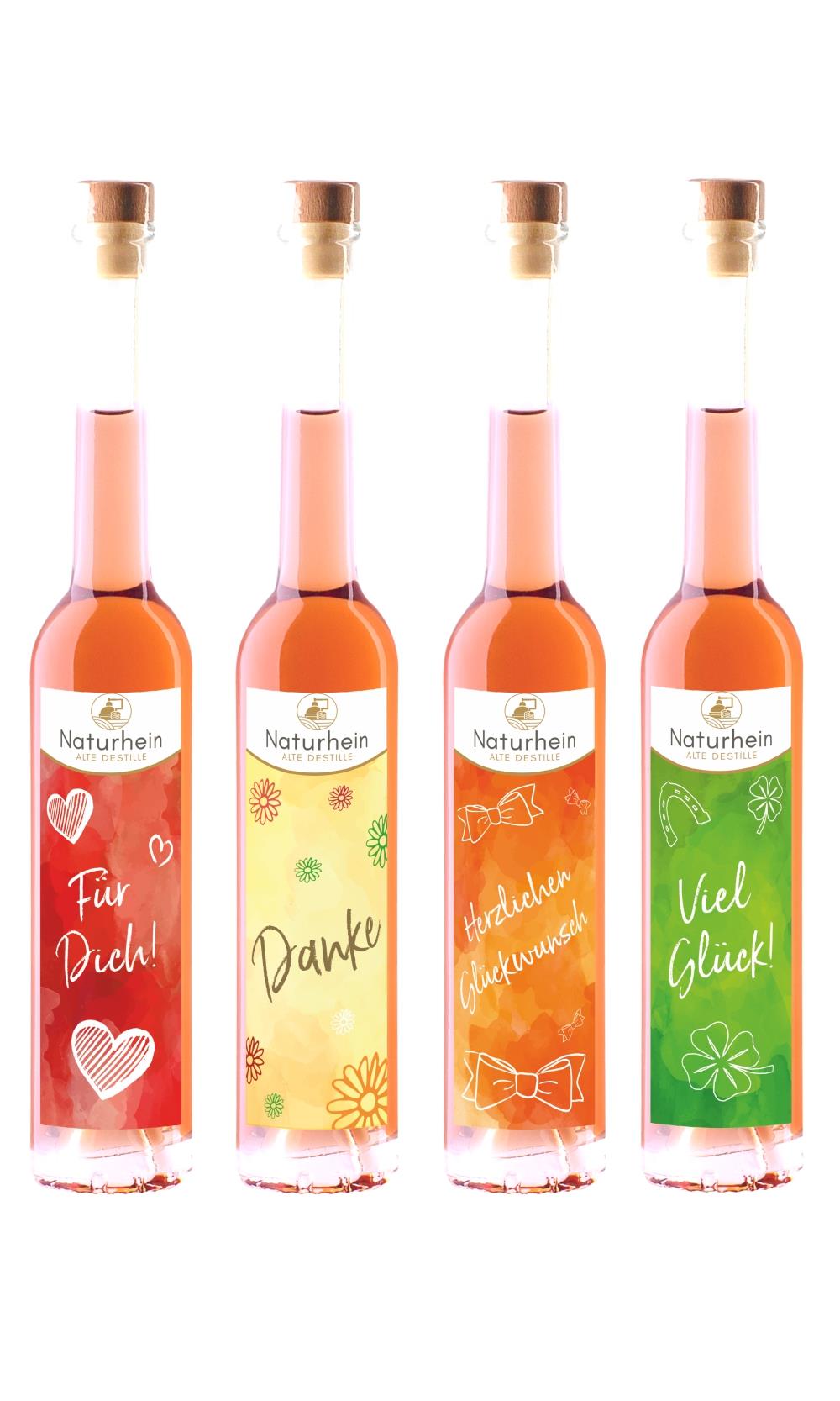 Glückwunsch Geschenk - BIO Weinbergpfirsich Likör, 0.1 l, 18 vol%